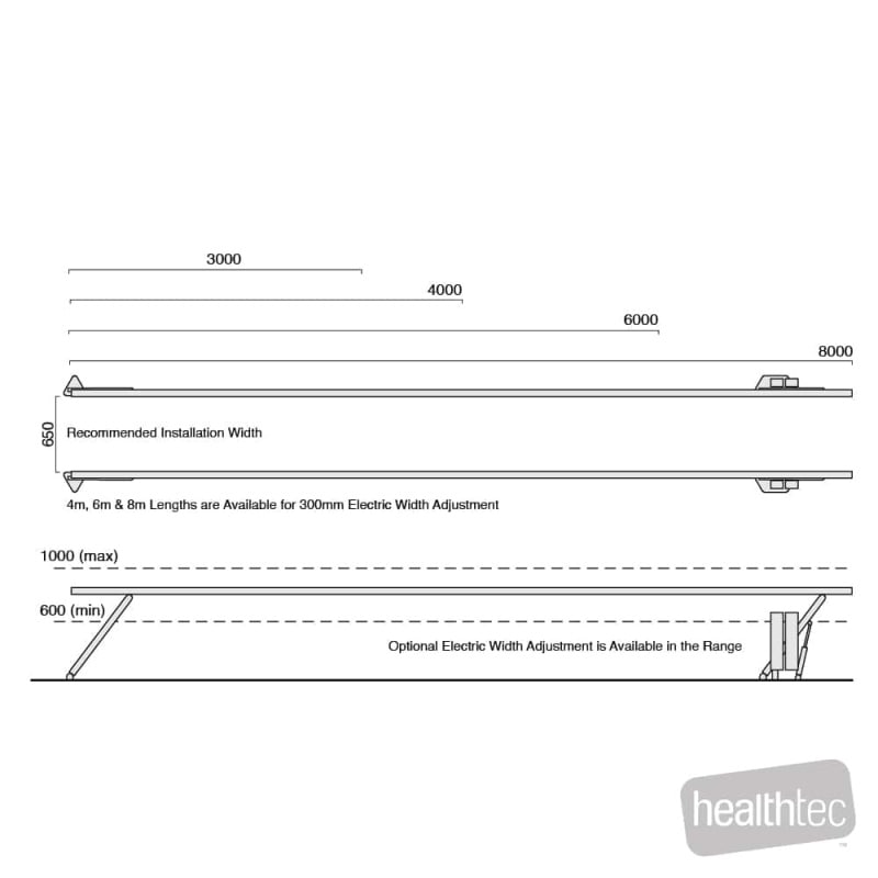 Electric Walking Rails Dimensions